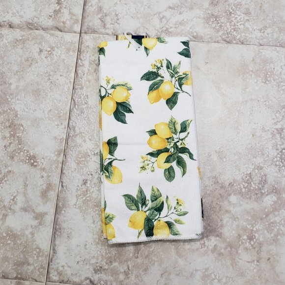 4 Pc Dish Towel Oven Mitt Pot Holders Set Home Collection Kitchen Lemon Print - Picture 4 of 6